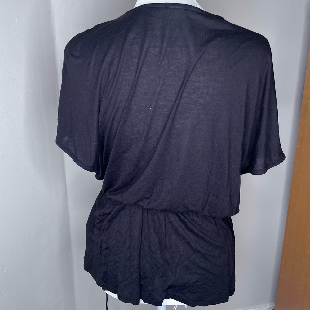 SIZE S V-Neck Black Tie Blouse!